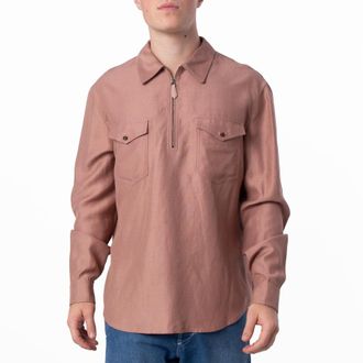 Bally Quarter Zip Long-Sleeved Utility Shirt, Brand Size 50 ( US Size 40 )