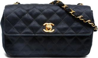 Chanel 1989-1991 kleine schoudertas met diamantvormig stiksel - Zwart