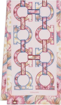 Ferragamo gancini floral print scarf - women - Silk - One Size - Pink