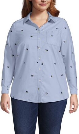 Lands End Oxford Shirt in Soft Sky/deep Sea Floral at Nordstrom, Size 2X