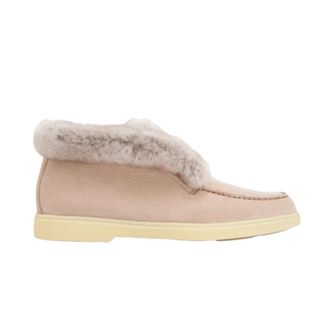 Santoni Roze su&egrave;de desert boots met bontvoering - Dames - Winterlaarzen - Roze - 40 1/2 EU - Su&egrave;de - Schoenen