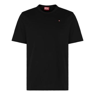 Diesel T-Shirts, male, Black, M, T-Adjust Microdiv Cotton Crew-Neck T-Shirt