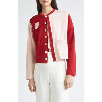 Bode Wonderland Colorblock Cardigan in Red Pink at Nordstrom, Size X-Small