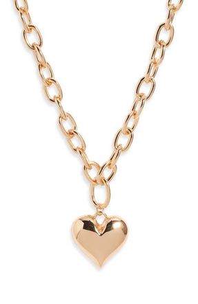 Open Edit Puffy Heart Chain Necklace in Gold at Nordstrom