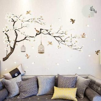 OEM Pegatinas De Pared De Flores, &Aacute;rboles Y P&aacute;jaros Elegantes Pegatinas De Pared De &Aacute;rboles Hermosos Fondos Para El Hogar Calcoman&iacute;a De Gran Tama&ntilde;o Para S