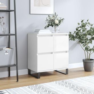 vidaXL Aparador De Madera Contrachapada Blanco Brillante 60x35x70 Cm Vidaxl