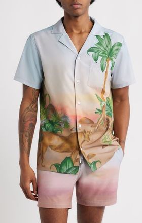 MAVRANS Florida Panther Weekend Short Sleeve Performance Button-Up Shirt in Multi at Nordstrom, Size Xx-Large