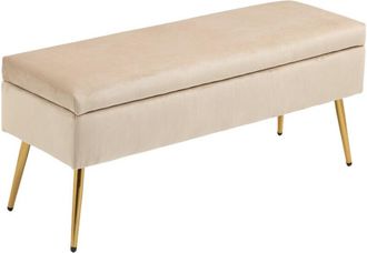 HOMCOM Panca Contenitore Imbottita da 30.5L in Tessuto Effetto Velluto Beige - Homcom