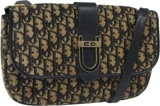 Dior Pre-owned Cross Body Bags, female, Blue, Size: ONE SIZE Pre-owned Vintage Trotter Canvas Shoulder Bag