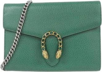Gucci Pre-owned Cross Body Bags, female, Green, Size: ONE SIZE Pre-owned Dionysus Chain Wallet