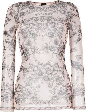 Pinko Magico floral-print top - women - Polyamide - L - Neutrals