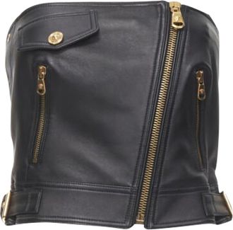 Versace leather g-tone Medusa biker btier top
