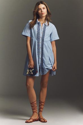 Maeve Cotton Ruffle Mini Swing Dress