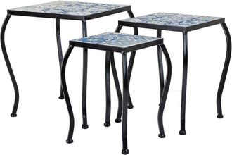 Wanderlust Deco Wanderlust Deco - Set 3 Soportes De Mosaico Y Metal Negros