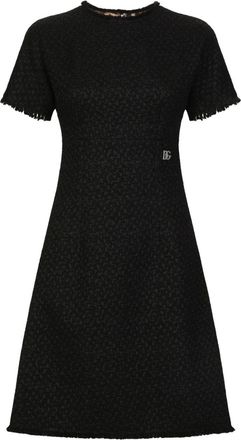 Dolce & Gabbana DNA appliqué-logo bouclé mini dress - women - Polyamide/Spandex/Elastane/Virgin Wool/Polyester/Viscose - 42 - Black