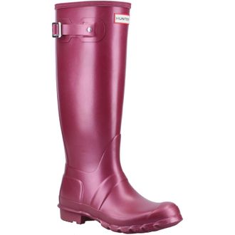 Hunter Womens Original Tall Nebula Plain Rubber Wellingtons - Burgundy - Size UK 6