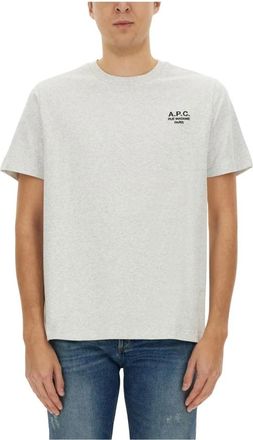 A.P.C. Logo Katoenen T-shirt - Dames - T-shirts - Grijs - L - Katoen - Tops