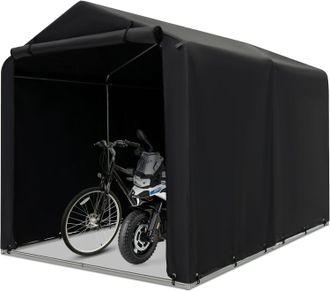 Costway Costway - Capanno Di Stoccaggio Per Esterni, Garage Portatile Per Biciclette, Motociclette, Attrezzi Da Giardino, Carport Resistente Per Bici Con Port