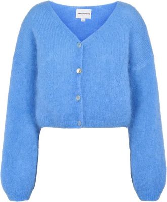 Americandreams Cornelia Cropped Vest - Dames - Vesten - Blauw - M - Wol - Truien & Vesten