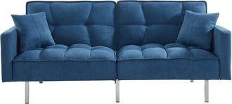 VENTE-UNIQUE.COM Sofá cama poliéster 3 plazas azul 198x89cm