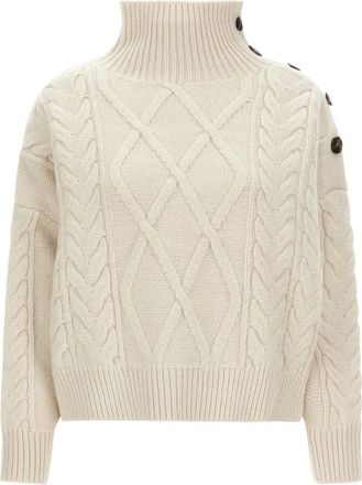 Yves Salomon Jersey de Lana y Cachemira con Botones - Knitwear - Mujer - Beige - S