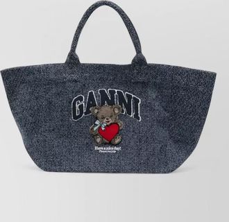 Ganni cabas cotton tote bag