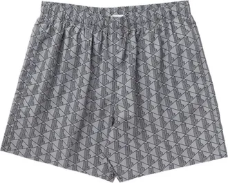 Lacoste Beachwear, male, Gray, Size: XL Mid Length Monogram Print Swim Trunks