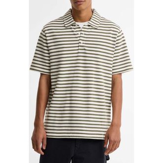Barbour Farlam Textured Stripe Cotton Polo in Whisper White at Nordstrom, Size Xx-Large