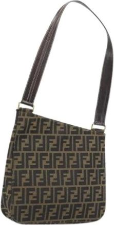 Fendi Pre-owned Shoulder Bags, female, Brown, Size: ONE SIZE Pre-owned Vintage Zucca Shoulder Bag