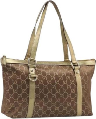 Gucci Pre-owned GG Canvas Tote - Dames - Vintage Shopper - Bruin - ONE Size - Leer - Vintage
