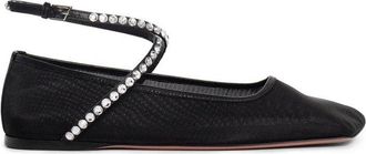 Amina Muaddi Mesh Crystal Ballerina Flats