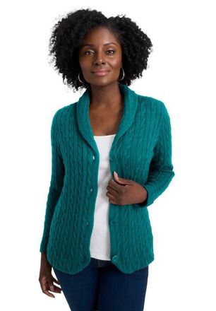 Jessica London Cable Blazer Sweater in Tropical Teal at Nordstrom, Size 20