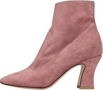 Lorena Paggi Velourdry Enkellaars - Dames - Laarzen met Hak - Roze - 40 EU - Su&egrave;de - Schoenen