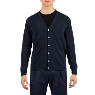 Daniele Fiesoli Buttons Cardigan - Heren - Vesten - Blauw - 2XL - Wol - Truien & Vesten