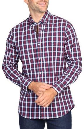 Tailorbyrd Regular Fit Gingham Stretch Cotton Button-Down Shirt in Burgundy at Nordstrom Rack, Size Small