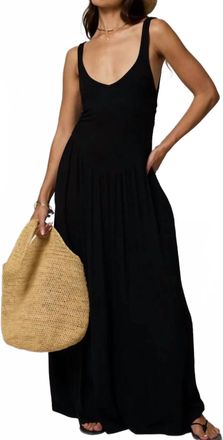 Stillwater Rib Double Scoop Maxi Dress In Black