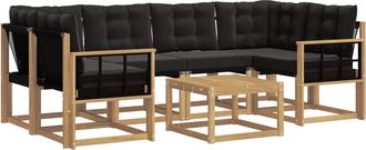 vidaXL Conjunto De Sof&aacute;s De Exterior 7 Uds. Blanco Y Negro Vidaxl