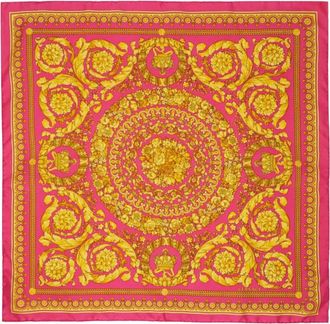 Versace Womens Barocco Large Foulard Scarf In Pink Gold