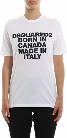 Dsquared2 Womens Born In Canada Made In Italy Cotton T-Shirt In White