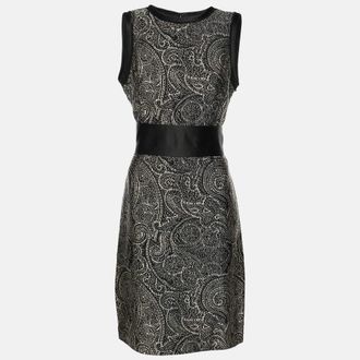 Carolina Herrera Monochrome Jacquard Fabric Midi Sleeveless Dress