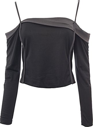 Diesel Dames Off Shoulder Langs T-shirt In Grijs