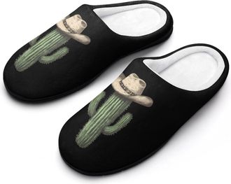 Generic Cactus Wearing Hat Cotton Slipper for Women Indoor Outdoor House Shoes Anti-Skid Slippers with Rubber Sole