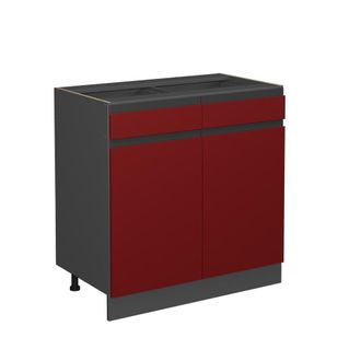 Vicco Mueble Bajo De Cocina R-line, Rojo, 80 Cm En Forma De J, Sin Encimera