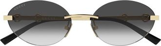Gucci GG2051S001 Oval Rimless Sunglasses - Gold