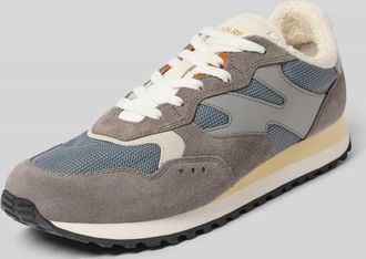 Woolrich Sneaker aus Leder-Mix mit Logo-Detail Modell Gravel in Mittelgrau, Gr&ouml;&szlig;e 40