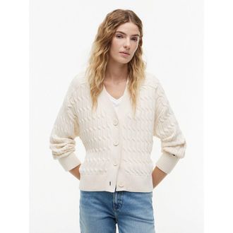 Tommy Hilfiger V-hals vest met knopen in kabeltricot