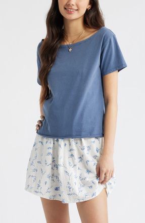 BP. Relaxed Fit Boat Neck Cotton T-Shirt in Blue Indigo at Nordstrom, Size Xx-Small