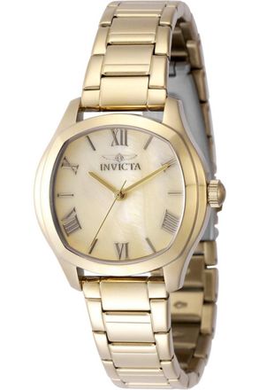 Invicta Wildflower 48235 Dames Horloge - Quartz Uurwerk - Roestvrij Staal met gouden Wijzerplaat - 32mm