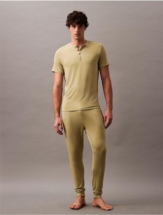 Calvin Klein Mens Ultra Soft Modal Henley Sleep T-Shirt - Neutral - XL
