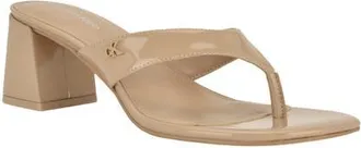 Calvin Klein Locinda Block Heel Sandal in Taupe Patent at Nordstrom, Size 7.5